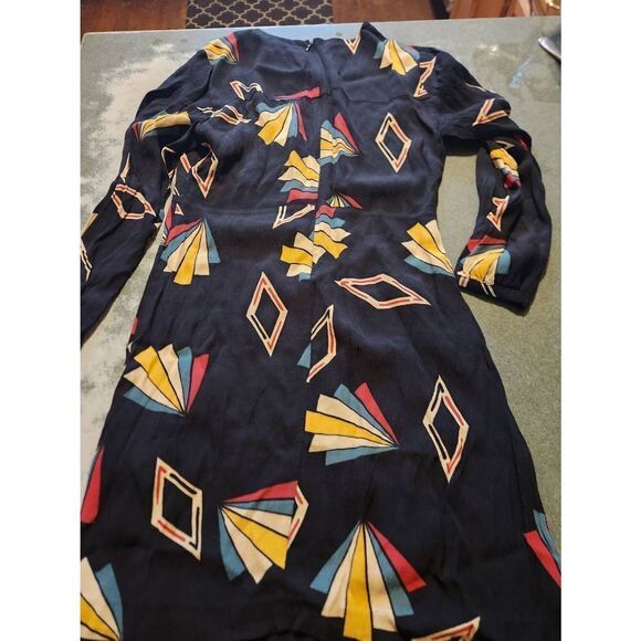 ba&sh Violette Mini Dress Long Sleeve Black Womens Size 2 Viscose Geometric - Picture 5 of 5